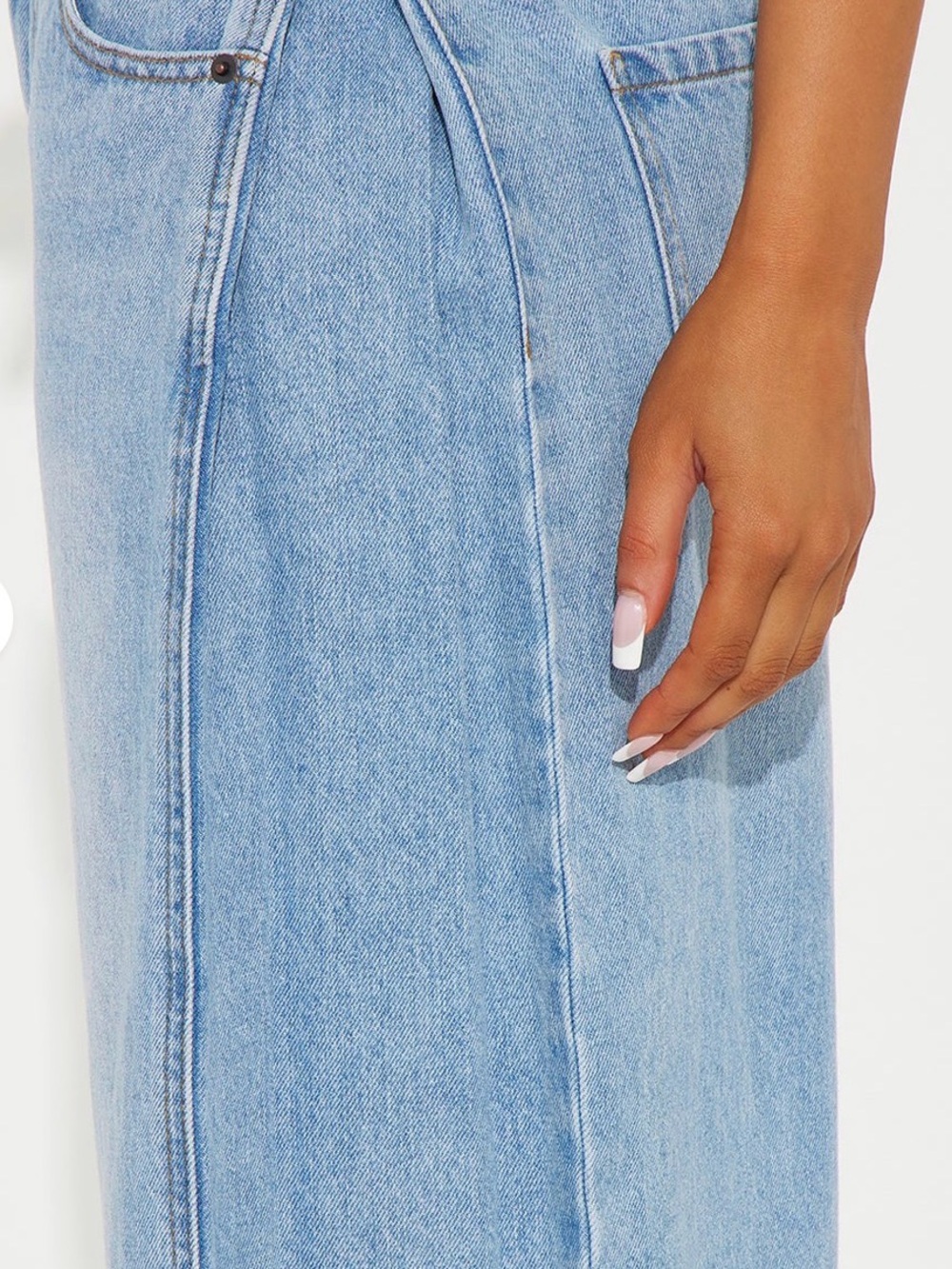 Fashion Nova Aleska Pleated Non Stretch Light Denim Shorts - Picture 3 of 7